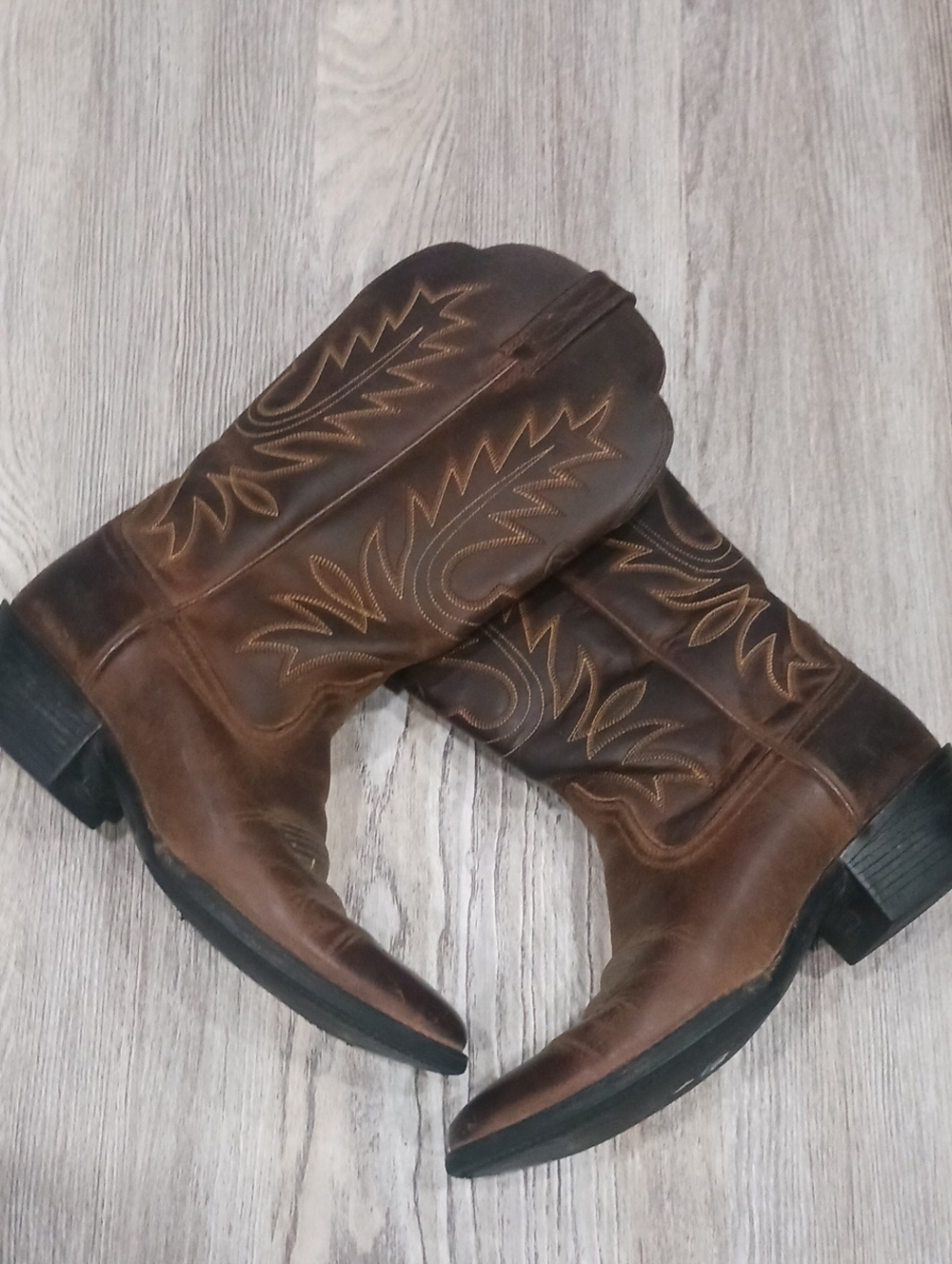 Ariat Western Embroidered Men's Brown Leather Cowboy Bootw Style Size 6.5 - Picture 3 of 16